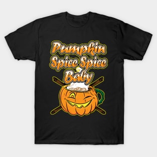 Pumpkin Spicy Spice Latte in a Jack-O-Lantern with Cinnamon Sticks T-Shirt